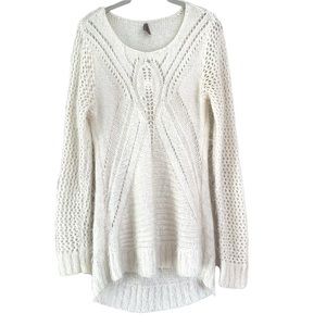 Vanity Hi Low Womens Sweater Size Large Pullover Ivory Cream High Low